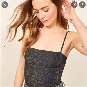 Reformation Isabella Tank Navy Sparkle